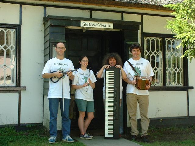 Fendragon in front of Grantchester
  Village Hall